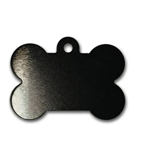 A bone-shaped anodised aluminium pet tag featuring crisp, high-contrast marking achieved via precision MOPA fiber laser engraving by WIKXY.