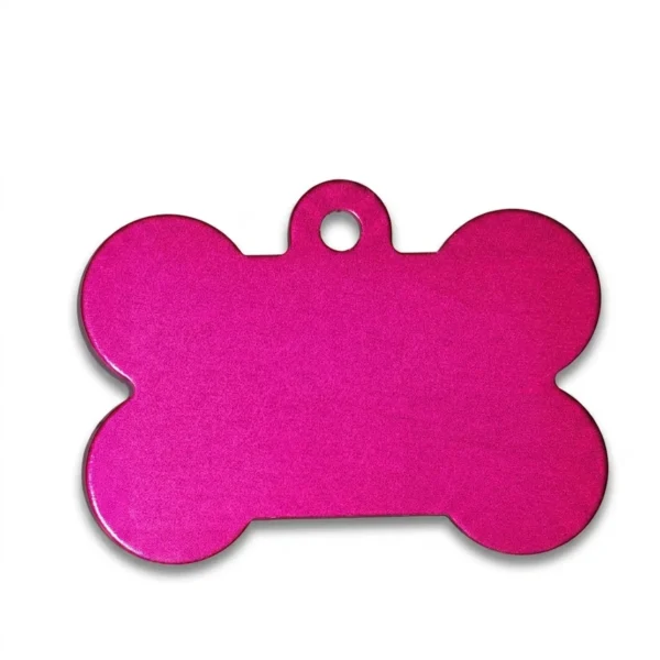 A bone-shaped anodised aluminium pet tag featuring crisp, high-contrast marking achieved via precision MOPA fiber laser engraving by WIKXY.