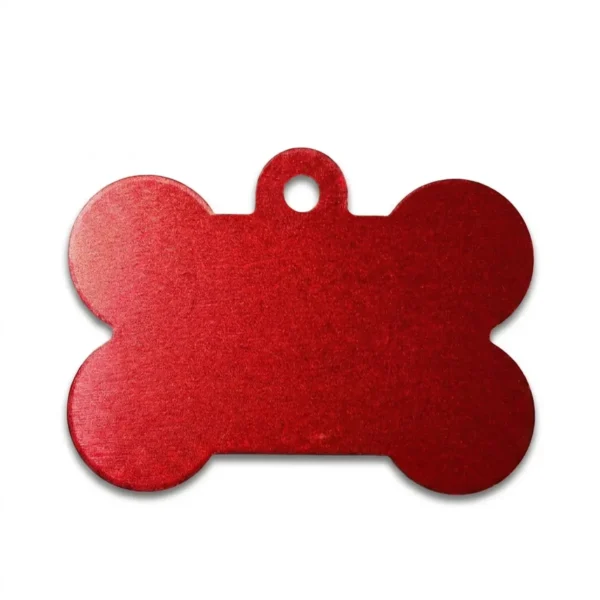 A bone-shaped anodised aluminium pet tag featuring crisp, high-contrast marking achieved via precision MOPA fiber laser engraving by WIKXY.