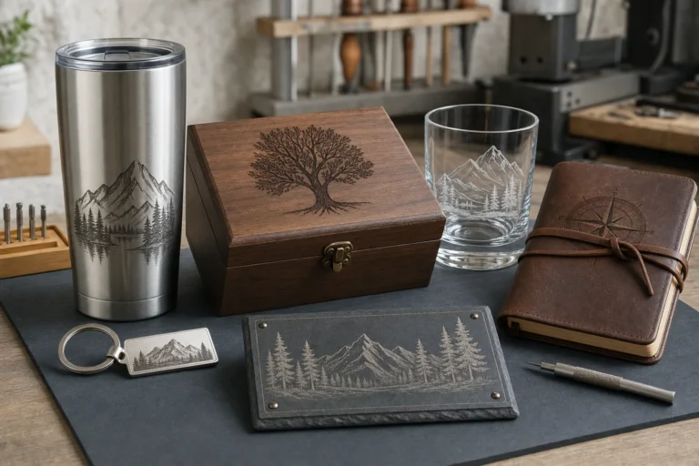 What can you get engraved? Examples in glass, metal, wood and leather